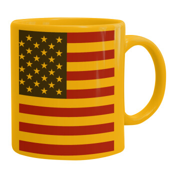 Σημαία Αμερικής, Κούπα, κεραμική κίτρινη, 330ml (1 τεμάχιο)