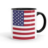 Σημαία Αμερικής, Κούπα χρωματιστή μαύρη, κεραμική, 330ml