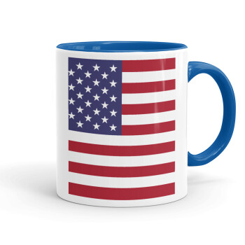USA Flag, Mug colored blue, ceramic, 330ml