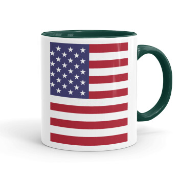 USA Flag, Mug colored green, ceramic, 330ml