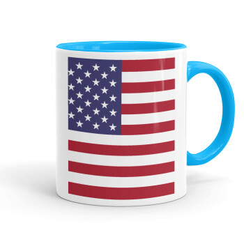 Σημαία Αμερικής, Κούπα χρωματιστή γαλάζια, κεραμική, 330ml