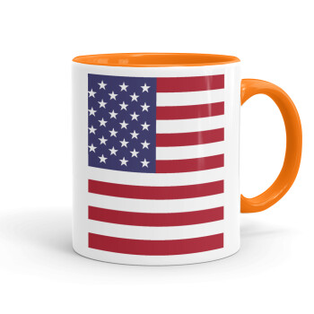 USA Flag, Mug colored orange, ceramic, 330ml
