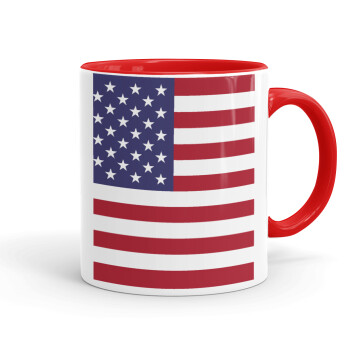 USA Flag, Mug colored red, ceramic, 330ml