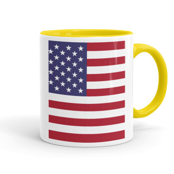 Σημαία Αμερικής, Κούπα χρωματιστή κίτρινη, κεραμική, 330ml