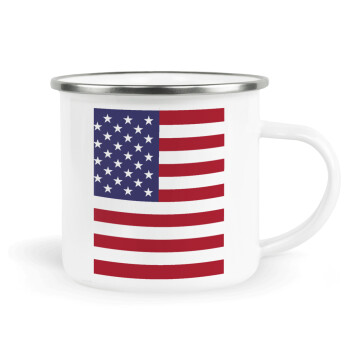 Σημαία Αμερικής, Κούπα Μεταλλική εμαγιέ λευκη 360ml