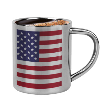 USA Flag, Double-wall metal cup for espresso (220ml)