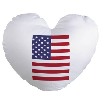 USA Flag, Μαξιλάρι καναπέ καρδιά 40x40cm περιέχεται το  γέμισμα