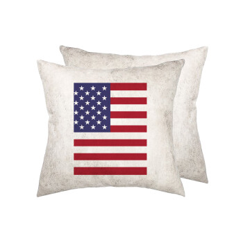 Σημαία Αμερικής, Μαξιλάρι καναπέ Δερματίνη Γκρι 40x40cm με γέμισμα