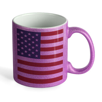 Σημαία Αμερικής, Κούπα Μωβ Glitter που γυαλίζει, κεραμική, 330ml