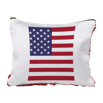 USA Flag, Τσαντάκι νεσεσέρ με πούλιες (Sequin) Κόκκινο
