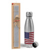 Easter Set, metallic Inox water bottle (750ml) & aromatic flat Easter candle (30cm) (GRAY)