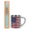 Easter Set, metallic thermal cup (300ml) & aromatic flat Easter candle (30cm) (TURQUOISE)