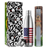 Easter Set, metallic stainless thermos flask (500ml) & scented flat Easter candle (30cm) (GRAY)