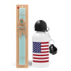 Easter Set, metallic aluminum water bottle (500ml) & scented flat candle (30cm) (TURQUOISE)