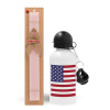 Easter Set, metallic aluminum bottle (500ml) & aromatic flat Easter candle (30cm) (PINK)