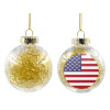 Transparent Christmas tree ball ornament with gold filling 8cm