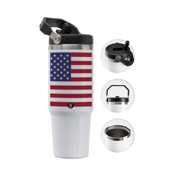 USA Flag, 30oz stainless Steel Tumbler with Handle