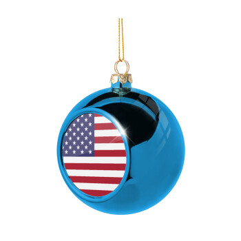 USA Flag, Blue Christmas tree ball ornament 8cm