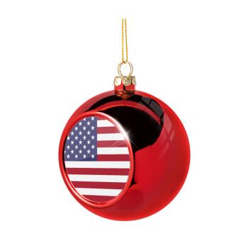 USA Flag, Christmas tree ball Red 8cm