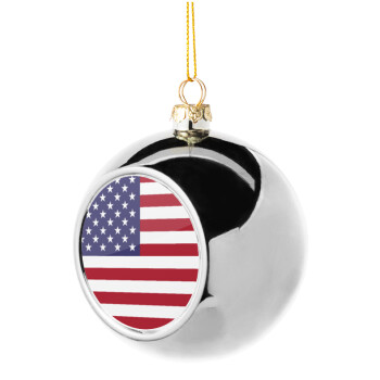 Σημαία Αμερικής, Χριστουγεννιάτικη μπάλα δένδρου Ασημένια 8cm