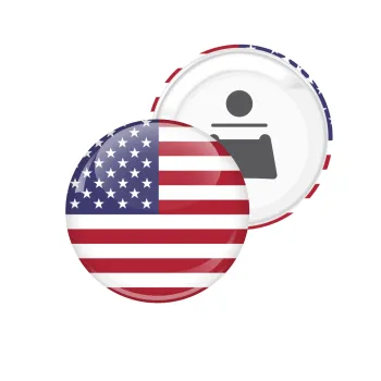 USA Flag, Μαγνητάκι και ανοιχτήρι μπύρας στρογγυλό διάστασης 5,9cm