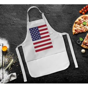 USA Flag, Ποδιά Σεφ Ολόσωμη Παιδική (με ρυθμιστικά και 2 τσέπες)