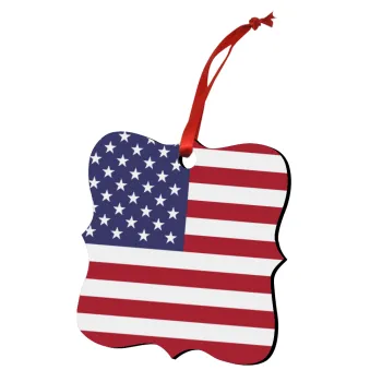 Σημαία Αμερικής, Στολίδι Χριστουγεννιάτικο στολίδι polygon ξύλινο 7.5cm