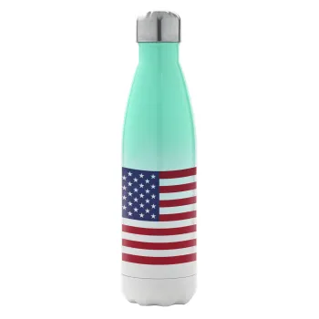 USA Flag, Metal mug thermos Green/White (Stainless steel), double wall, 500ml