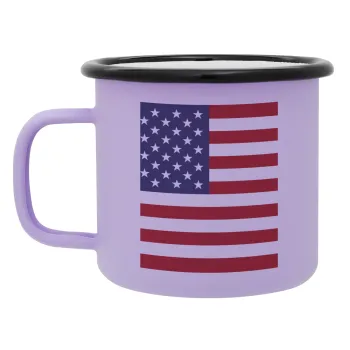 USA Flag, Κούπα Μεταλλική εμαγιέ ΜΑΤ Light Pastel Purple 360ml