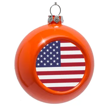 USA Flag, Orange Christmas tree ornament bauble 8cm
