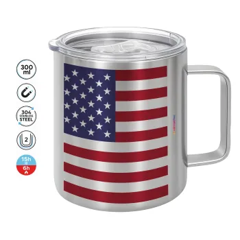 USA Flag, Mug Stainless steel double wall 300ml