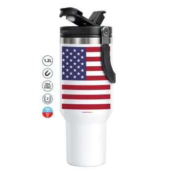USA Flag, Mega Travel Mug / Travel Mug, double walled (thermal) 1.2L