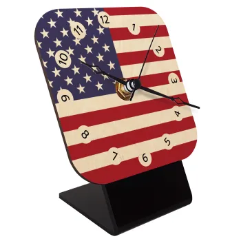Σημαία Αμερικής, Επιτραπέζιο ρολόι σε φυσικό ξύλο (10cm)
