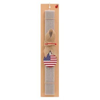 USA Flag, Easter Set, wooden keychain & scented Easter candle flat (30cm) (GRAY)