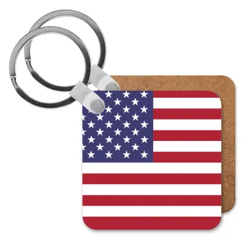 Σημαία Αμερικής, Μπρελόκ Ξύλινο τετράγωνο MDF