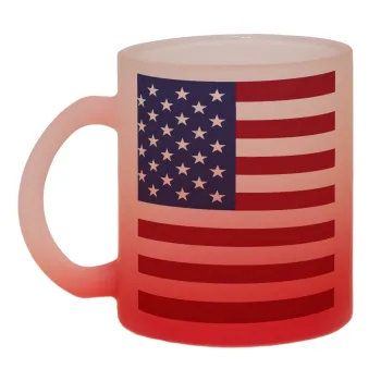 Σημαία Αμερικής, Κούπα γυάλινη δίχρωμη με βάση το κόκκινο ματ, 330ml