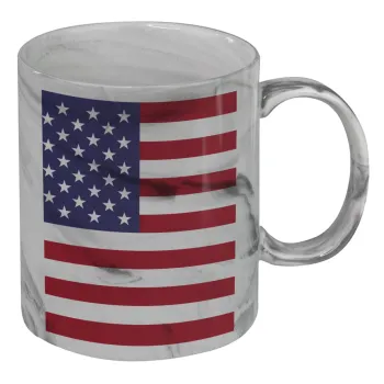 USA Flag, Mug ceramic marble style, 330ml