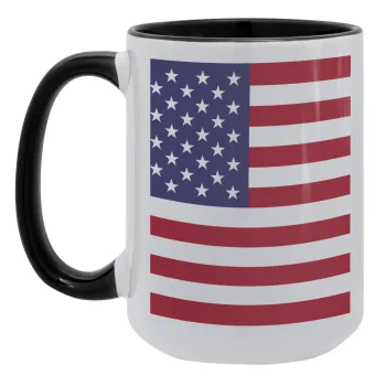 Σημαία Αμερικής, Κούπα Mega 15oz, κεραμική Μαύρη, 450ml