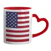Mug heart red handle, ceramic, 330ml