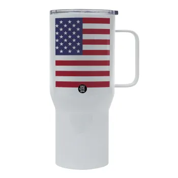 USA Flag, Mega Stainless steel Tumbler with lid, double wall 750L