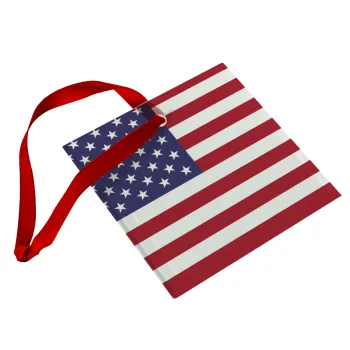 USA Flag, Christmas ornament, glass square ornament 9x9cm