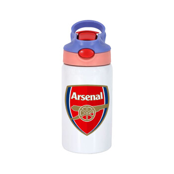Arsenal, Παιδικό παγούρι θερμό, ανοξείδωτο, με καλαμάκι ασφαλείας, ροζ/μωβ (350ml)