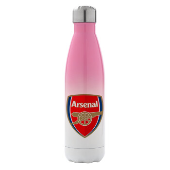 Arsenal, Metal mug thermos Pink/White (Stainless steel), double wall, 500ml