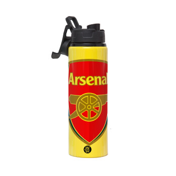 Arsenal, Metallic water bottle with safety lid, 850ml aluminum