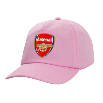 Arsenal, Καπέλο παιδικό casual μπειζμπολ, 100% Βαμβακερό Twill, ΡΟΖ (ΒΑΜΒΑΚΕΡΟ, ΠΑΙΔΙΚΟ, ONE SIZE)