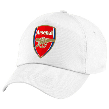 Arsenal, Καπέλο παιδικό Baseball, 100% Βαμβακερό Twill, Λευκό (ΒΑΜΒΑΚΕΡΟ, ΠΑΙΔΙΚΟ, UNISEX, ONE SIZE)
