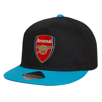 Arsenal, Καπέλο παιδικό Flat Snapback, Μαύρο/Μπλε (100% ΒΑΜΒΑΚΕΡΟ, ΠΑΙΔΙΚΟ, UNISEX, ONE SIZE)