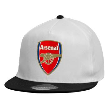 Arsenal, Καπέλο παιδικό Flat Snapback, Λευκό (100% ΒΑΜΒΑΚΕΡΟ, ΠΑΙΔΙΚΟ, UNISEX, ONE SIZE)