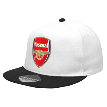 Arsenal, Καπέλο Ενηλίκων Flat Snapback Λευκό/Μαύρο, (POLYESTER, ΕΝΗΛΙΚΩΝ, UNISEX, ONE SIZE)