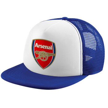 Arsenal, Καπέλο παιδικό Soft Trucker με Δίχτυ ΜΠΛΕ/ΛΕΥΚΟ (POLYESTER, ΠΑΙΔΙΚΟ, ONE SIZE)
